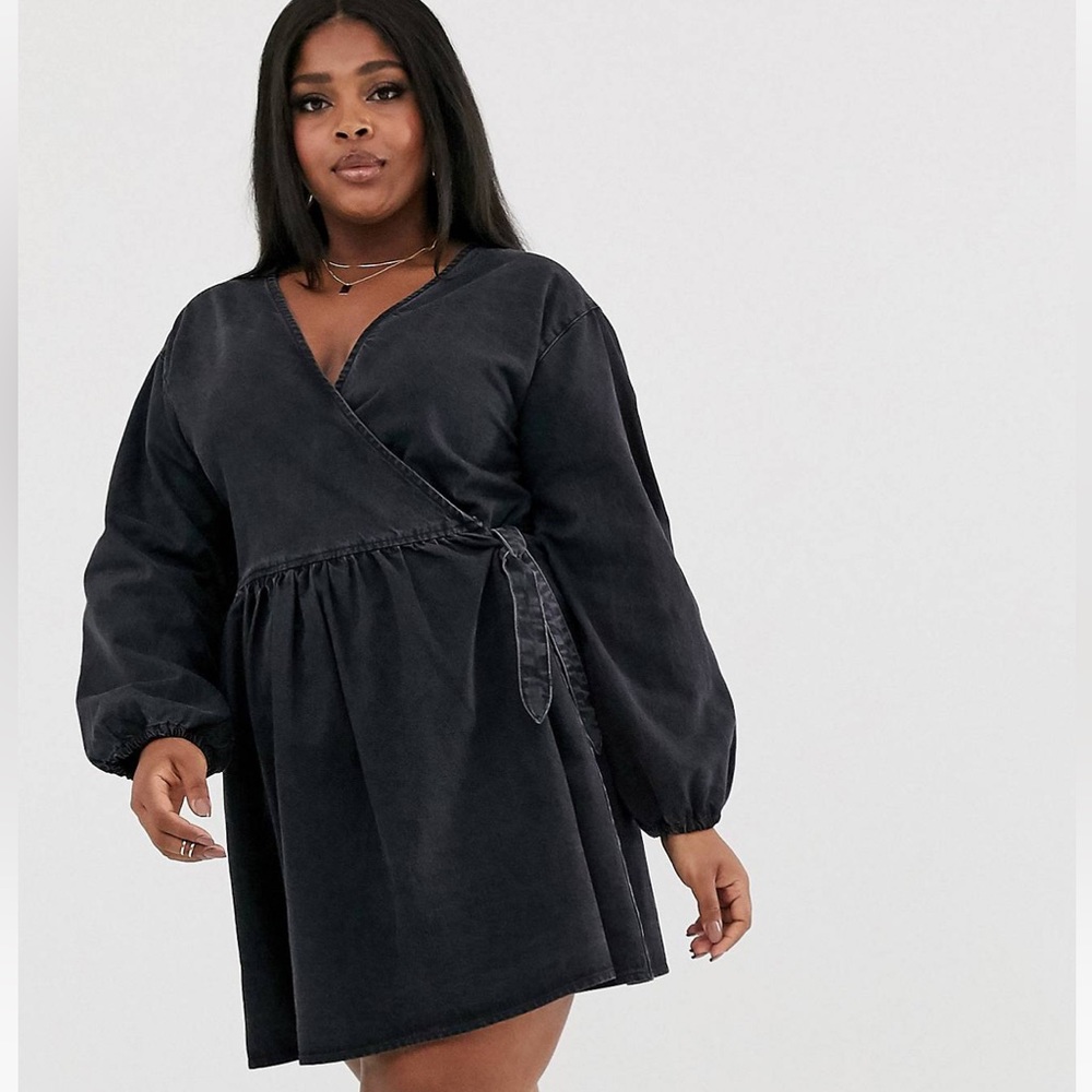 Denim Mini Wrap Dress ASOS Curve